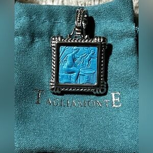 TAGLIAMONTE DESIGNS SS Venetian Intaglio Magnesite Cameo Pendant Mother & Child